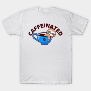 Cute Sloth On Cup Of Coffee Caffeinated T-Shirt